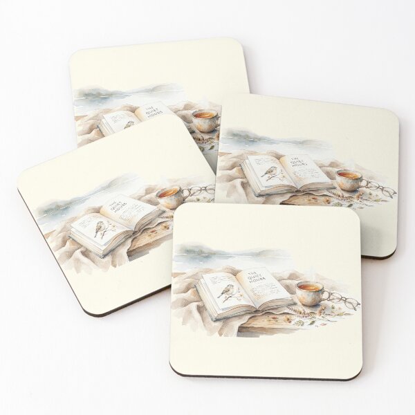 Item preview, Limited Edition "End of Summer" Minimalist Watercolor Book and Tea Art Print designed and sold by GrabaHuk.