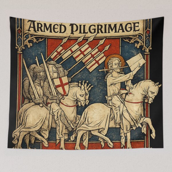 Item preview, The Armed Pilgrimage, Medieval Crusader Knights Manuscript Art. T-Shirt, HEMA, re-enactment designed and sold by blackdoggdesign.