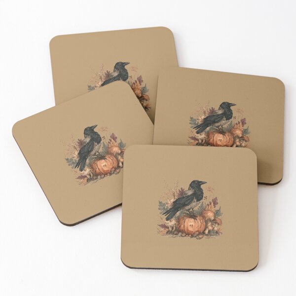 Item preview, Autumn Crow on Pumpkin Vintage Halloween Botanical designed and sold by KAM-KAM-STORE.