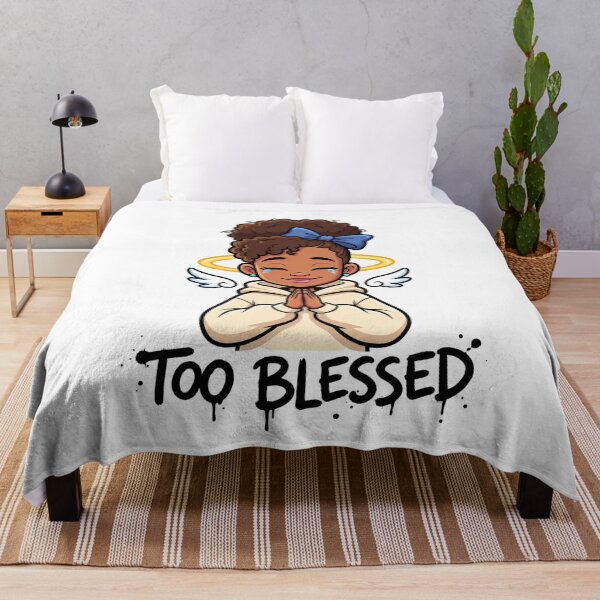 Item preview, Too Blessed Girl with Halo and Angel Wings – Cute Gratitude Illustration designed and sold by BhuberryArt2022.