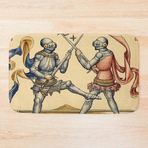 Item preview, The Crossing of Steel Medieval Knight Duel Manuscript Art. T-Shirt, HEMA, re-enactment designed and sold by blackdoggdesign.