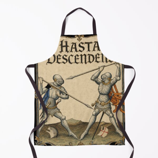 Item preview, Hasta Descendens Medieval Spear Duel Manuscript Art. T-Shirt, HEMA, re-enactment designed and sold by blackdoggdesign.