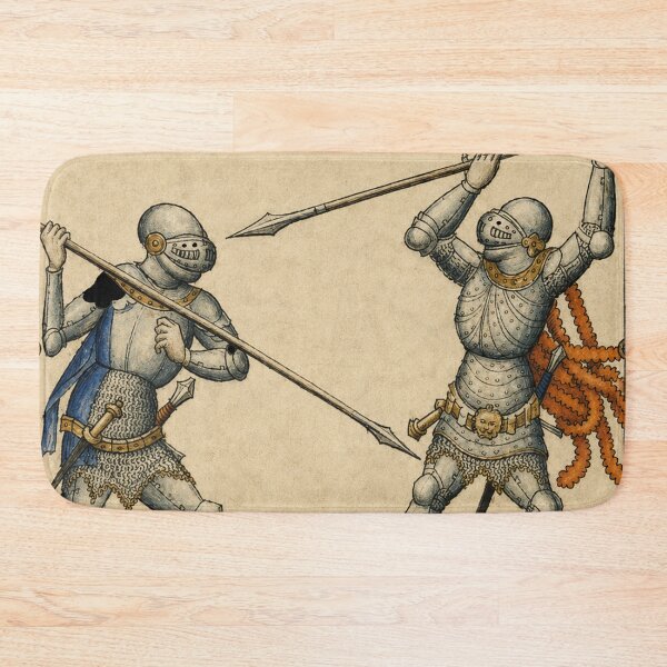Item preview, Hasta Descendens Medieval Spear Duel Manuscript Art. T-Shirt, HEMA, re-enactment designed and sold by blackdoggdesign.