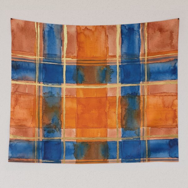 Item preview, Blue Orange Plaid Pattern  designed and sold by GraphicsClub.