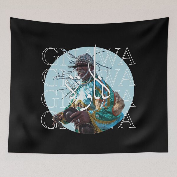 Item preview, gnawa festival essaouira morocco with arabic writing light blue desgin designed and sold by Oxery.
