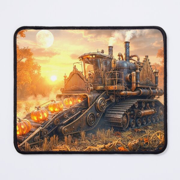 Item preview, Steampunk Pumpkin Harvester Autumn Forest Halloween Art designed and sold by dougkeder.