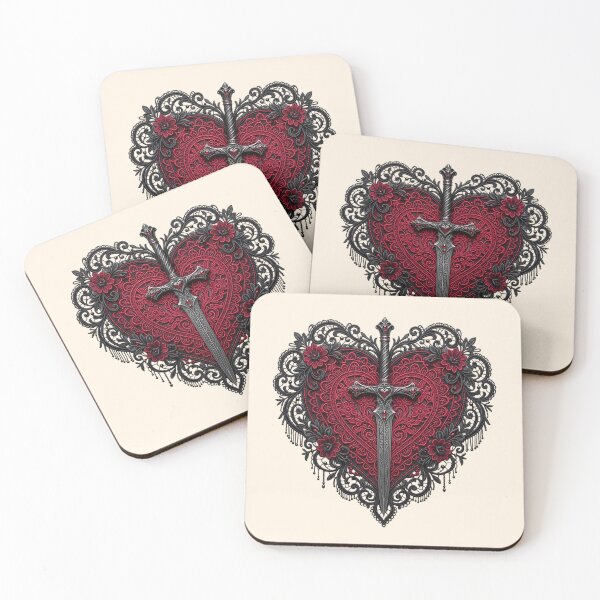 Item preview, Gothic Red Lace Heart with Ornate Sword designed and sold by SweetLilith.