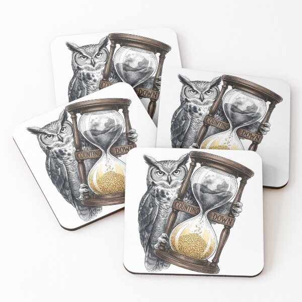 Item preview, Counting Down - Wise Owl Hourglass Watercolor Art designed and sold by SoulPT.