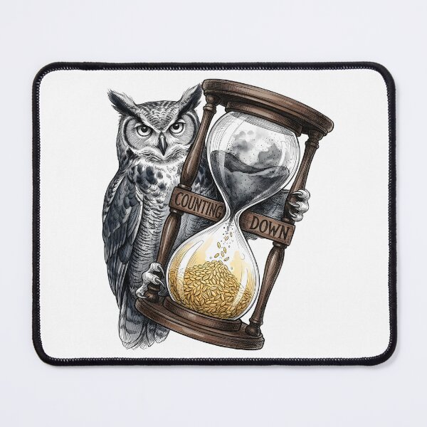 Item preview, Counting Down - Wise Owl Hourglass Watercolor Art designed and sold by SoulPT.