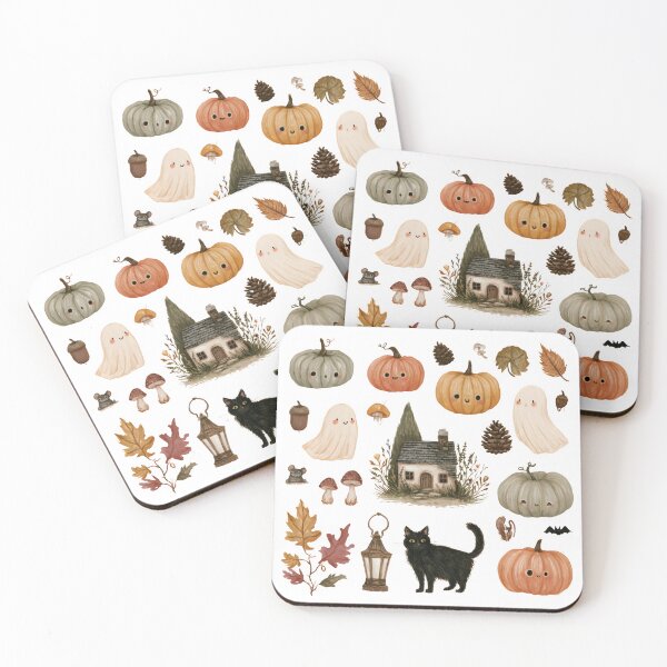 Item preview, Cute Halloween Cottagecore Sticker Pack | Ghosts, Pumpkins & Black Cat designed and sold by KAM-KAM-STORE.