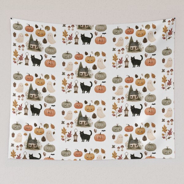 Item preview, Cute Halloween Cottagecore Sticker Pack | Ghosts, Pumpkins & Black Cat designed and sold by KAM-KAM-STORE.