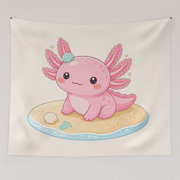Item preview,  Cute Pink Axolotl on the Beach  designed and sold by SweetLilith.
