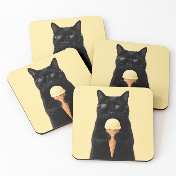 Item preview, Cool Cat with Yellow Ice Cream designed and sold by LittleGinnyArt.