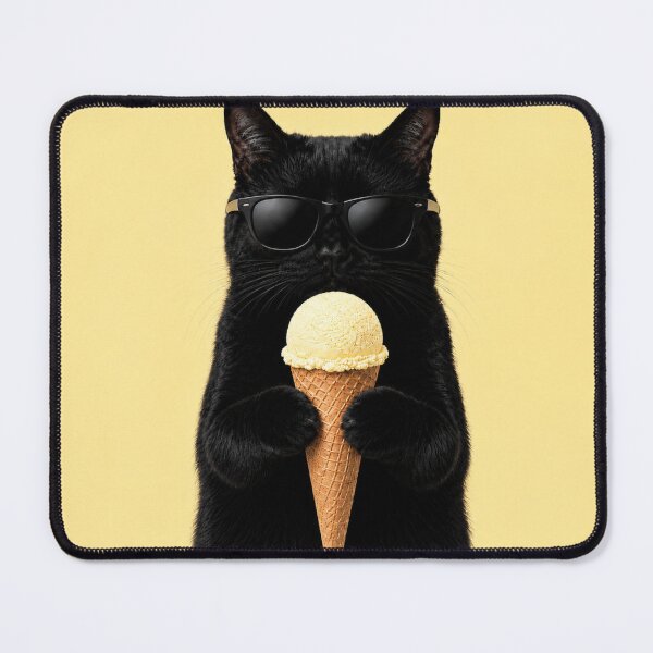 Item preview, Cool Cat with Yellow Ice Cream designed and sold by LittleGinnyArt.