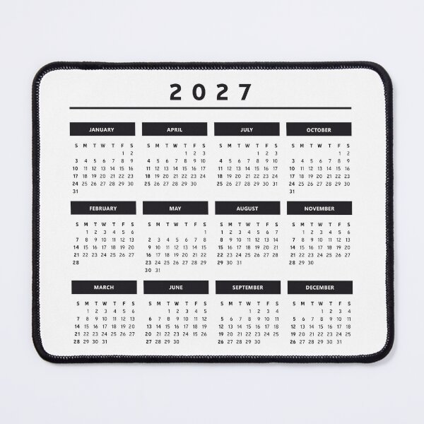 Item preview, 2027 Calendar in English with 4 Quarters, Black and White designed and sold by InfinityDsigns.