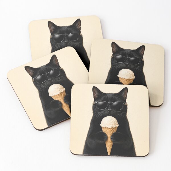 Item preview, Cool Cat with Vanilla Ice Cream designed and sold by LittleGinnyArt.
