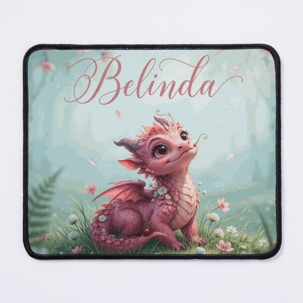 Item preview, Belinda the Cute Pink Baby Dragon in a Flower Meadow designed and sold by CavanElwood11.