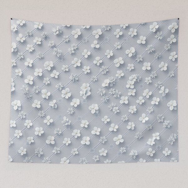 Item preview, Delicate White Blossom Grid Pattern designed and sold by IntelliMindDesigns.