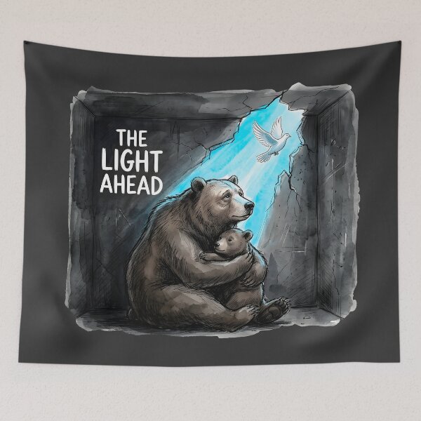 Item preview, The Light Ahead - Hopeful Bears and Dove Watercolor Art designed and sold by SoulPT.
