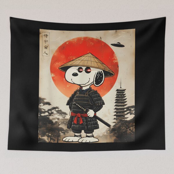 Item preview, Samurai Alien Snoopy Japanese Warrior Peanuts UFO Fan designed and sold by NovaNeal.