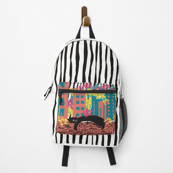 Item preview, Black Cat in Tropical City designed and sold by IvysCreativityHouse.