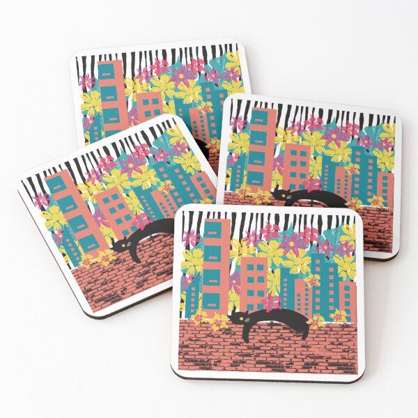 Item preview, Black Cat in Tropical City designed and sold by IvysCreativityHouse.