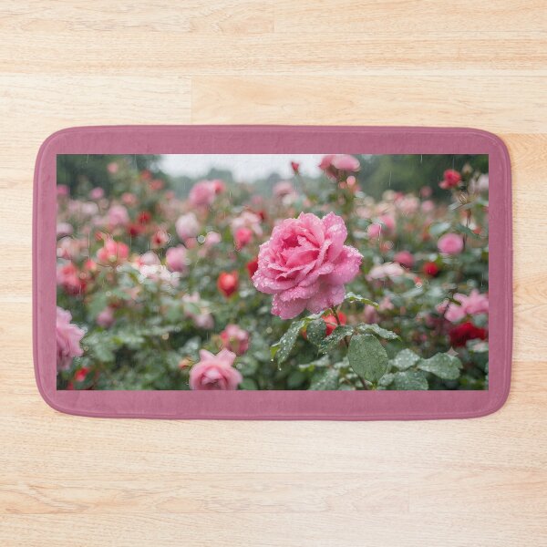 Item preview, Rain-Kissed Pink Rose in Full Bloom – Naive Realism Botanical Art designed and sold by hakikatm.