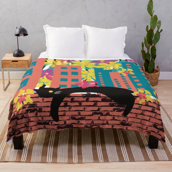 Item preview, Black Cat in Tropical City designed and sold by IvysCreativityHouse.