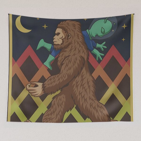 Item preview, bigfoot and alien poster designed and sold by KlingIssacs.
