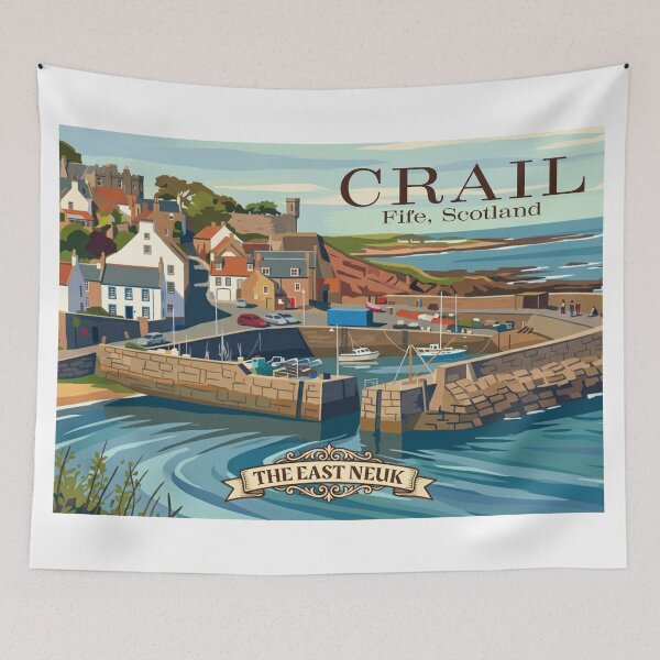 Item preview, Crail Harbour, East Neuk of Fife Scotland | Vintage Coastal Travel Poster designed and sold by S-and-W-4ever.