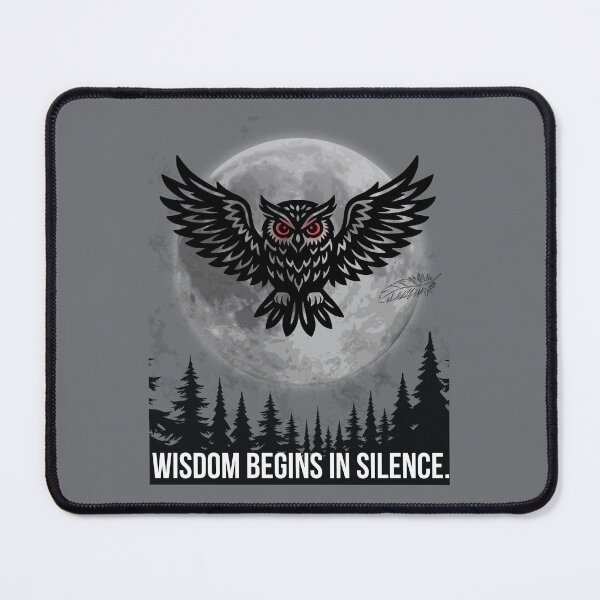 Item preview, Wisdom Begins in Silence Owl designed and sold by AhmadAnnaPrints.