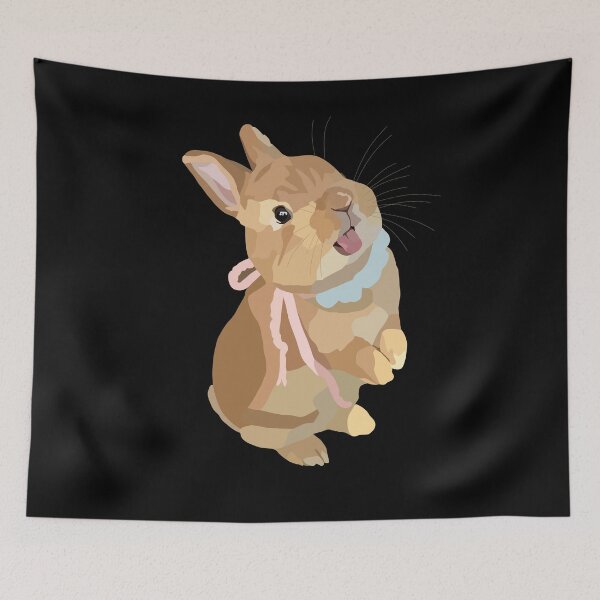 Item preview, Cute Beige Bunny with Pastel Ribbon designed and sold by Just-Arts-4U.
