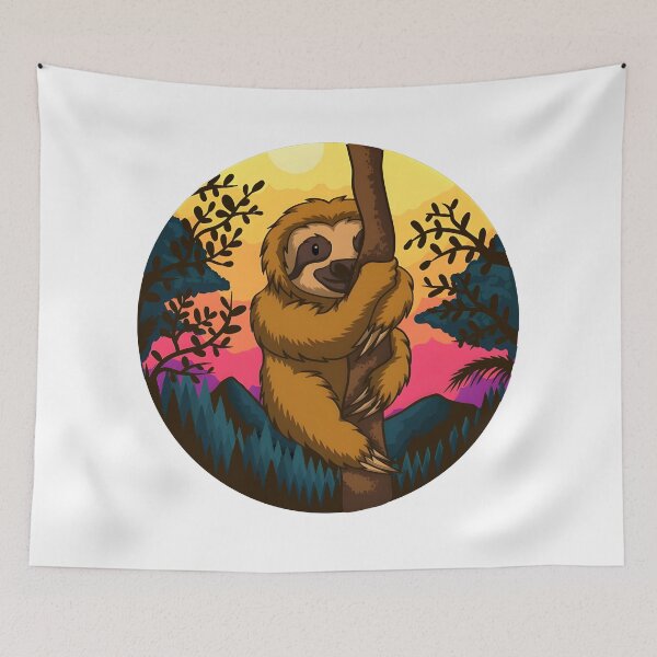 Item preview, Cute Sloth Sunset Adventure – Tropical Forest Animal Art designed and sold by BinsAliza.