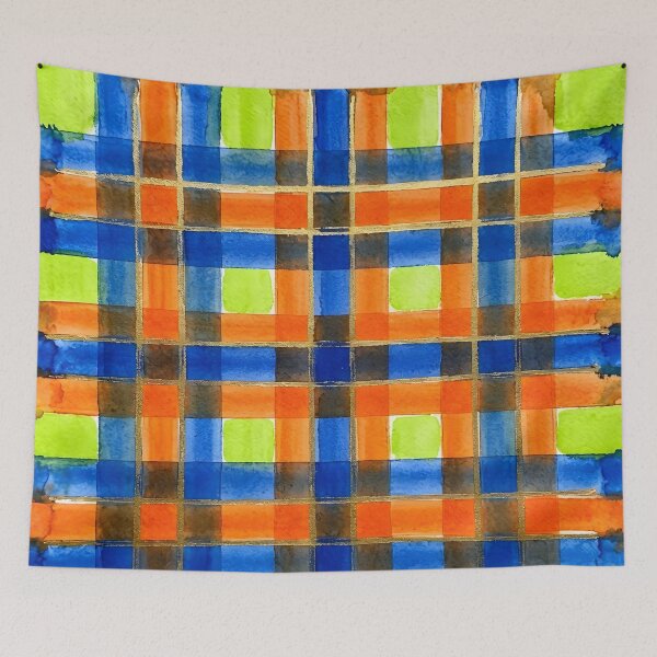Item preview, Blue Orange Plaid Pattern  designed and sold by GraphicsClub.