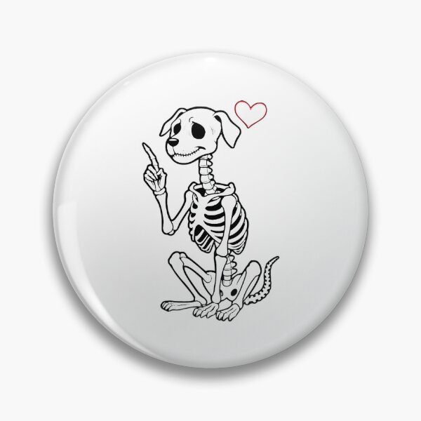 Item preview, skeleton dog pup with a heart designed and sold by estrellamagica.