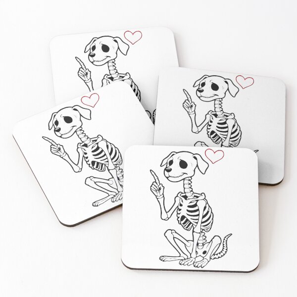 Item preview, skeleton dog pup with a heart designed and sold by estrellamagica.