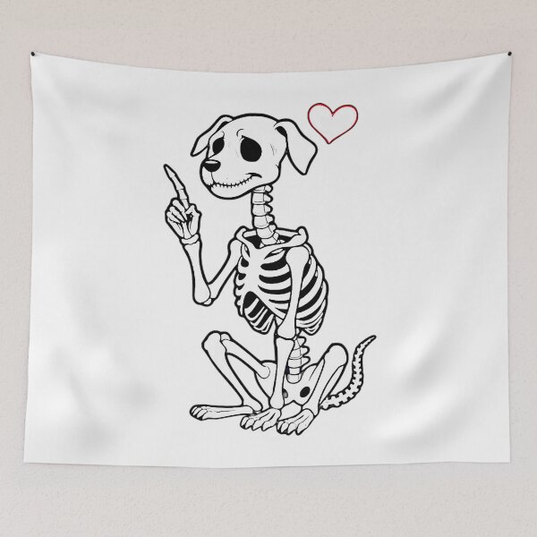 Item preview, skeleton dog pup with a heart designed and sold by estrellamagica.