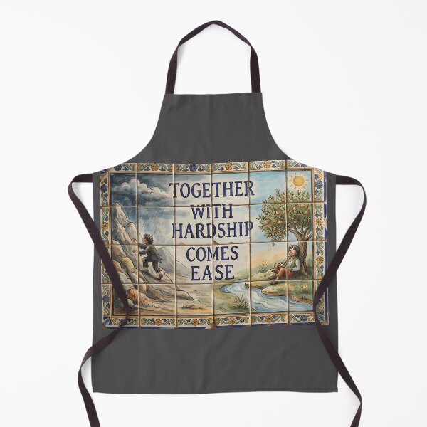 Item preview, "With Hardship Comes Ease" Hand-Painted Ceramic Tile Art – Inspirational Quote designed and sold by hakikatm.
