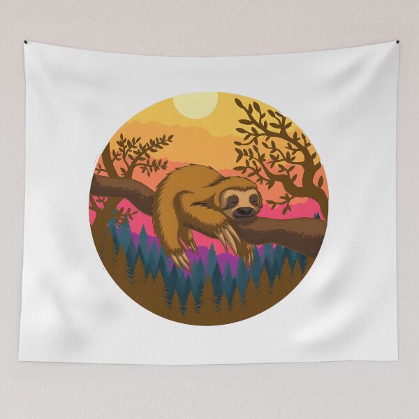 Item preview, Relaxing Sloth in a Colorful Sunset Forest designed and sold by BinsAliza.