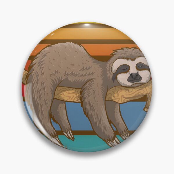 Item preview, Sleeping Sloth on a Tree Branch Retro Sunset designed and sold by BinsAliza.