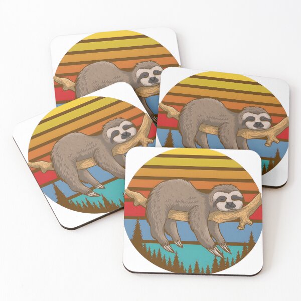 Item preview, Sleeping Sloth on a Tree Branch Retro Sunset designed and sold by BinsAliza.