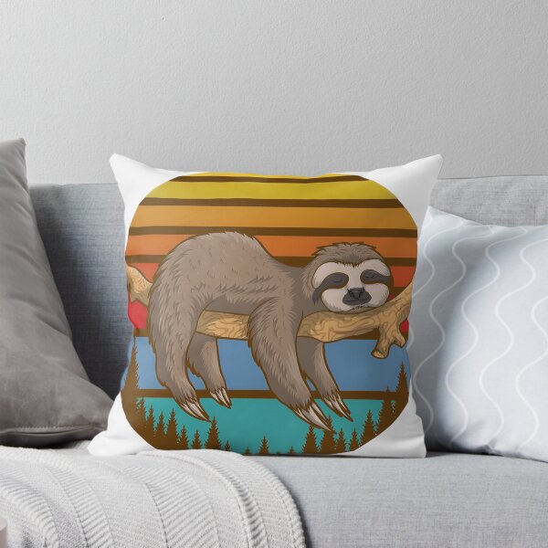 Item preview, Sleeping Sloth on a Tree Branch Retro Sunset designed and sold by BinsAliza.