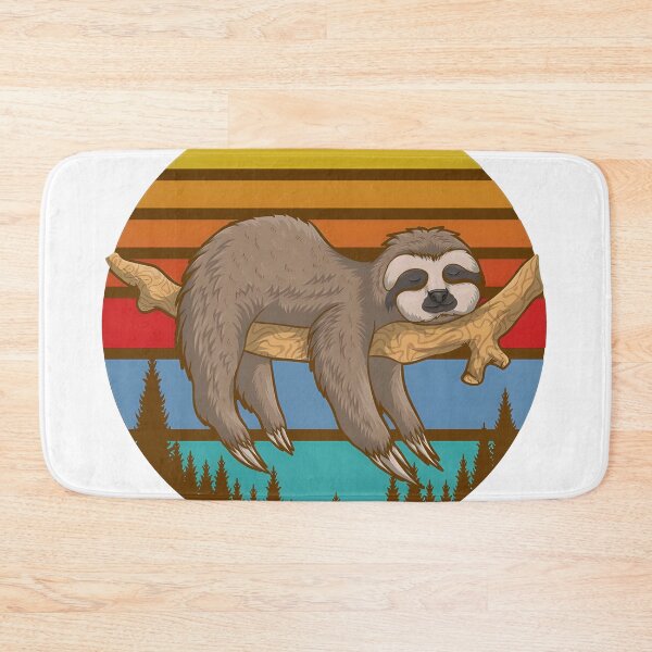 Item preview, Sleeping Sloth on a Tree Branch Retro Sunset designed and sold by BinsAliza.