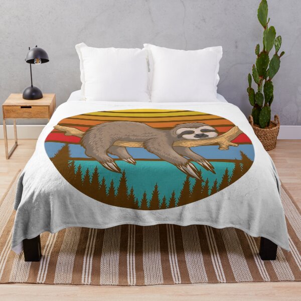 Item preview, Sleeping Sloth on a Tree Branch Retro Sunset designed and sold by BinsAliza.