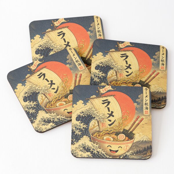 Item preview, Ramen Voyage – Great Wave Japanese Ukiyo-e Funny Ramen Bowl Art Print designed and sold by @SHINTOSARTSTORE.