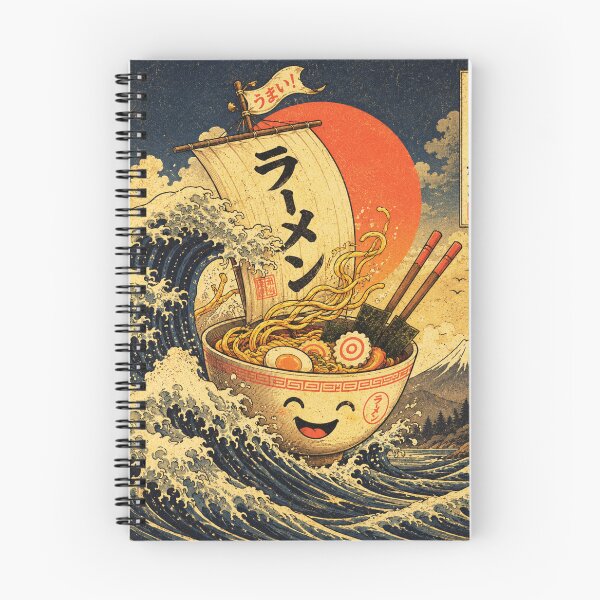 Item preview, Ramen Voyage – Great Wave Japanese Ukiyo-e Funny Ramen Bowl Art Print designed and sold by @SHINTOSARTSTORE.