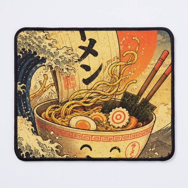 Item preview, Ramen Voyage – Great Wave Japanese Ukiyo-e Funny Ramen Bowl Art Print designed and sold by @SHINTOSARTSTORE.