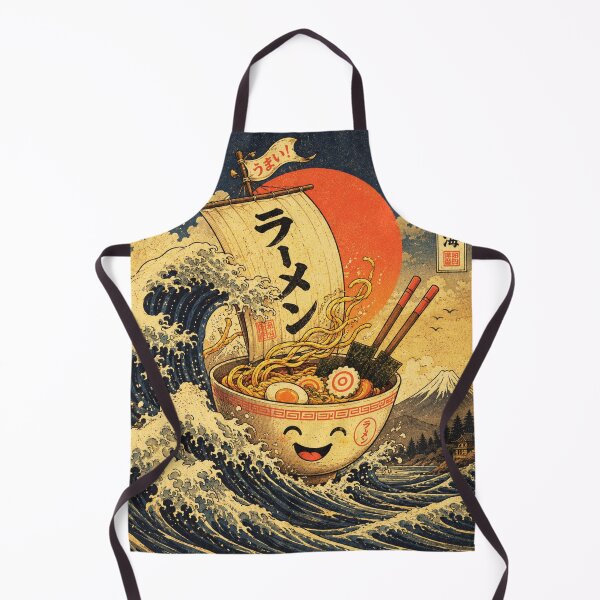 Item preview, Ramen Voyage – Great Wave Japanese Ukiyo-e Funny Ramen Bowl Art Print designed and sold by @SHINTOSARTSTORE.