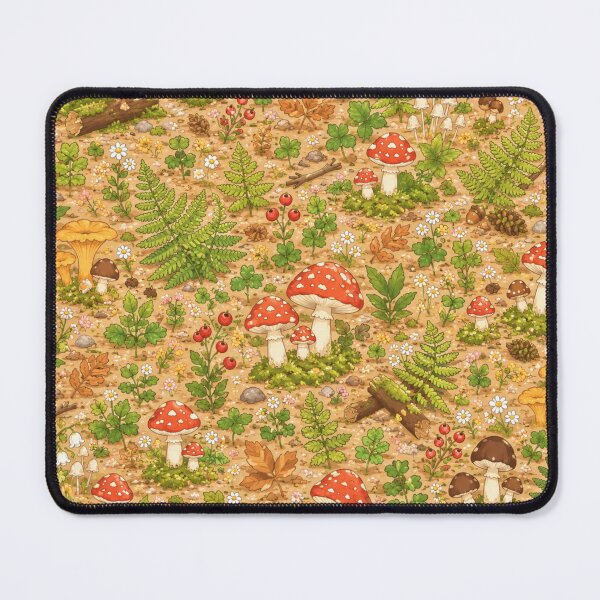 Item preview, Cheerful Cottagecore Forest Floor Seamless Pattern | Cute Cartoon Mushrooms & Ferns designed and sold by nouhaZN.