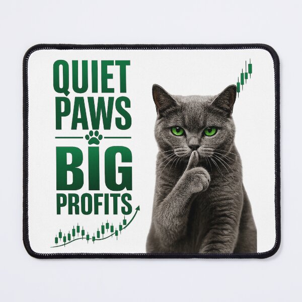 Item preview, Quiet Paws Big Profits Trading Cat Funny Trader Design designed and sold by PipForgeStudio .